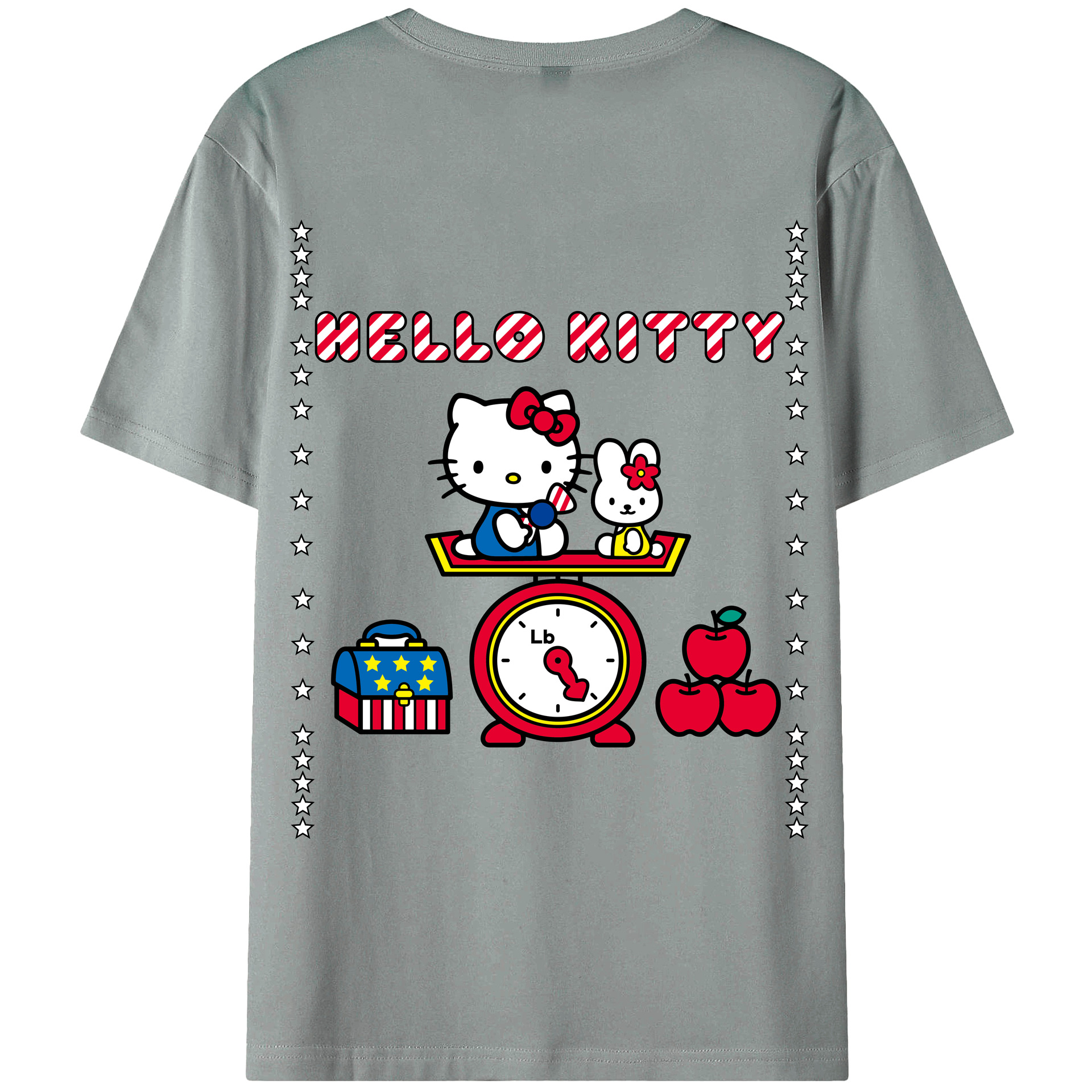 （画像用） Hello Kitty ハローキティ 綿100％ メンズ半袖Tシャツ（バックプリント） 通気性